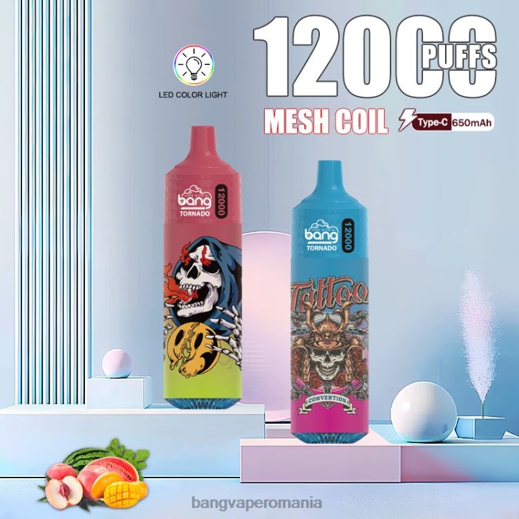 Bang disposable vape flavors - Bang Vape Tornado 12000 de puf-uri cu led și bobină de plasă de unică folosință 0JDXV4
