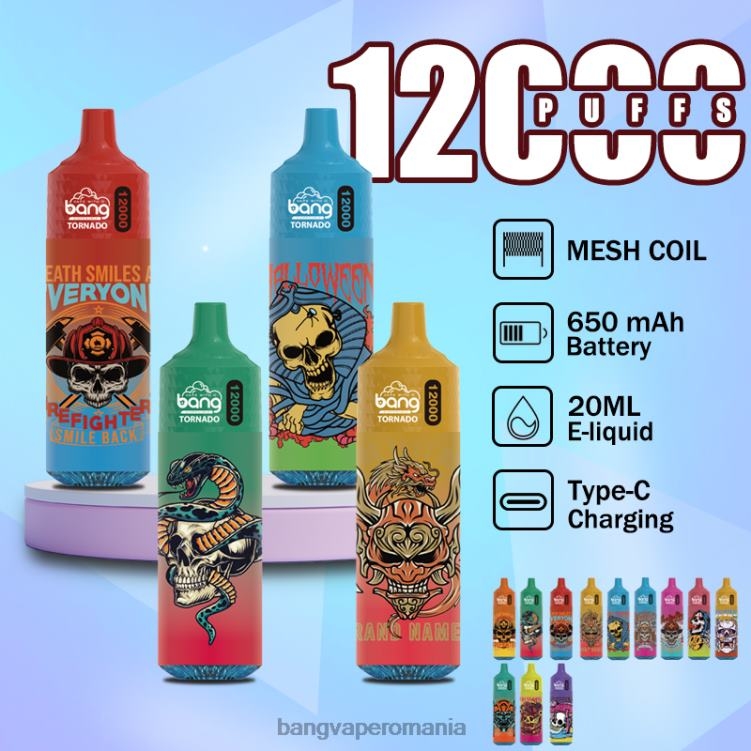 Bang disposable vape flavors - Bang Vape Tornado 12000 de puf-uri cu led și bobină de plasă de unică folosință 0JDXV4