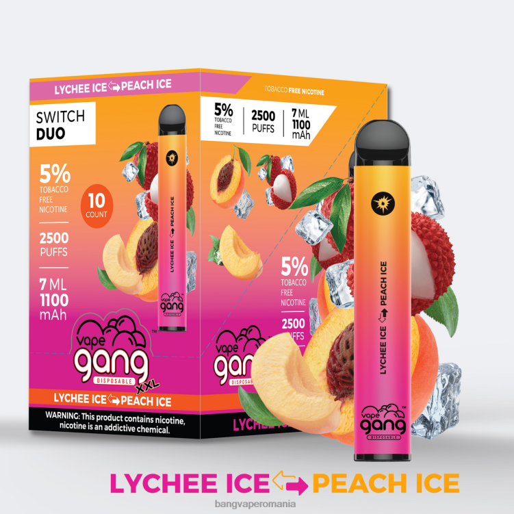 Bape Vape Bucharest - Vape Gang Switch Duo 2 arome (cutie de 10) gheață de lichi - gheață de piersici 0JDXV42
