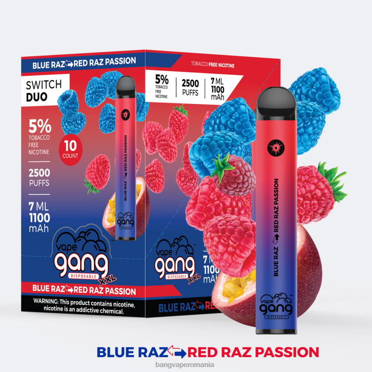 Bape Vape Romania - Vape Gang Switch Duo 2 arome (cutie de 10) blue razz - red razz passion 0JDXV41