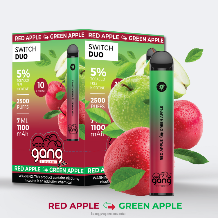 Vape Gang disposables - Vape Gang Switch Duo 2 arome (cutie de 10) măr roșu - măr verde 0JDXV46