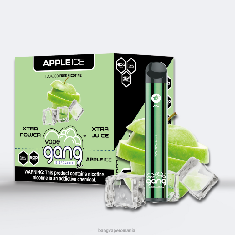 Bang disposable vape review - Vape Gang XL Vape de unică folosință 600 pufuri (cutie cu 10) gheata de mere 0JDXV67