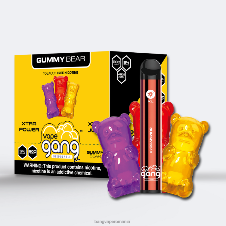 Bape Vape Bucharest - Vape Gang XL Vape de unică folosință 600 pufuri (cutie cu 10) ursulet de guma 0JDXV64