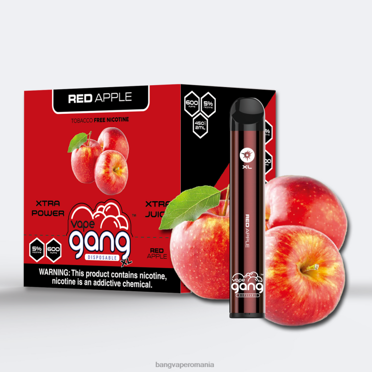 Bape Vape Romania - Vape Gang XL Vape de unică folosință 600 pufuri (cutie cu 10) Mar rosu 0JDXV73