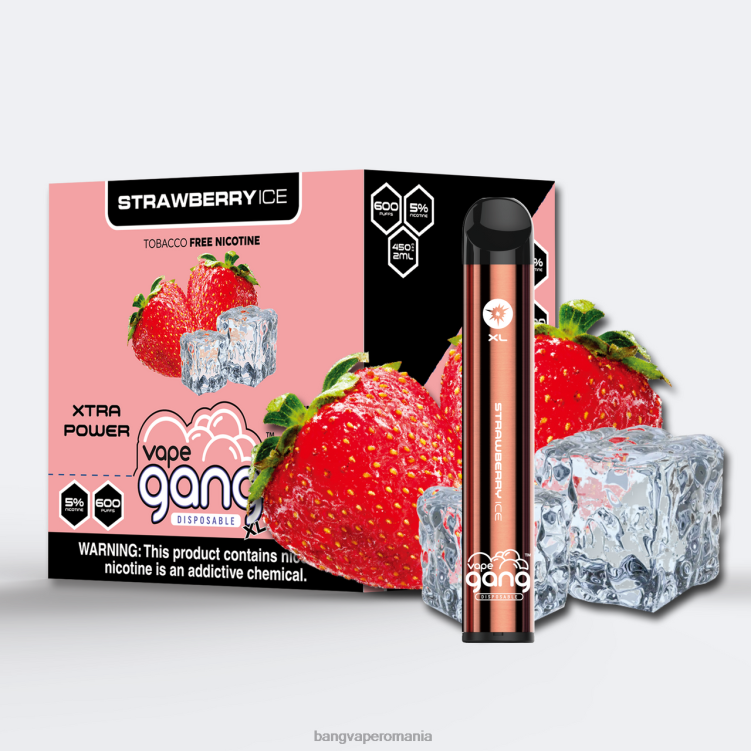Vape Gang disposables - Vape Gang XL Vape de unică folosință 600 pufuri (cutie cu 10) gheata de capsuni 0JDXV78